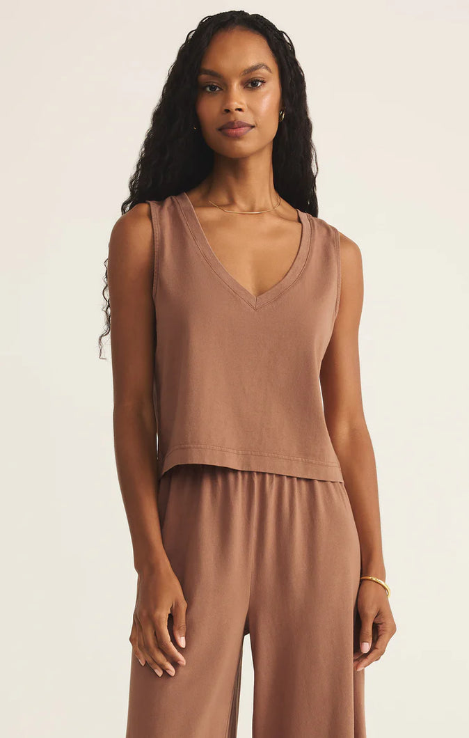 Sloane V-Neck Tank Teakwood