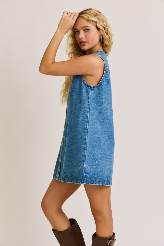 Spitting Image Button Down Denim Dress