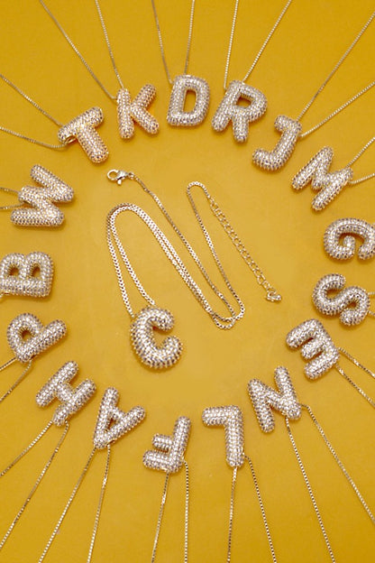 Katy Rhinestone Bubble Initial Necklace