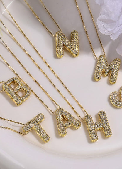Katy Rhinestone Bubble Initial Necklace