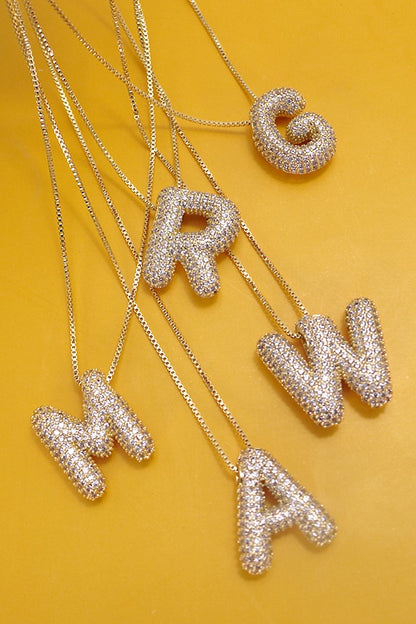 Katy Rhinestone Bubble Initial Necklace