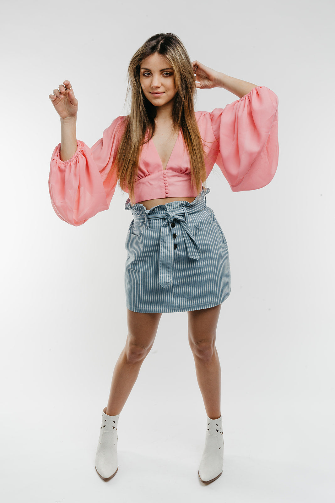 No Doubts Stripe Denim Skirt