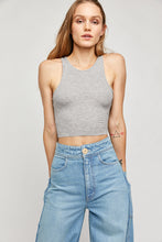 Load image into Gallery viewer, High Neck Ribbed Crop Grey