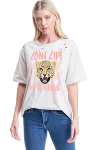 Long Live Cheetah Distressed Tee