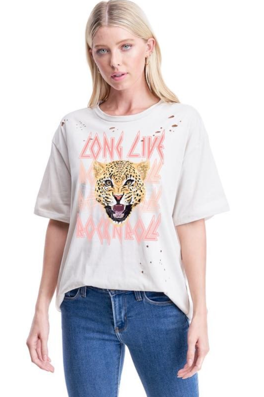 Long Live Cheetah Distressed Tee