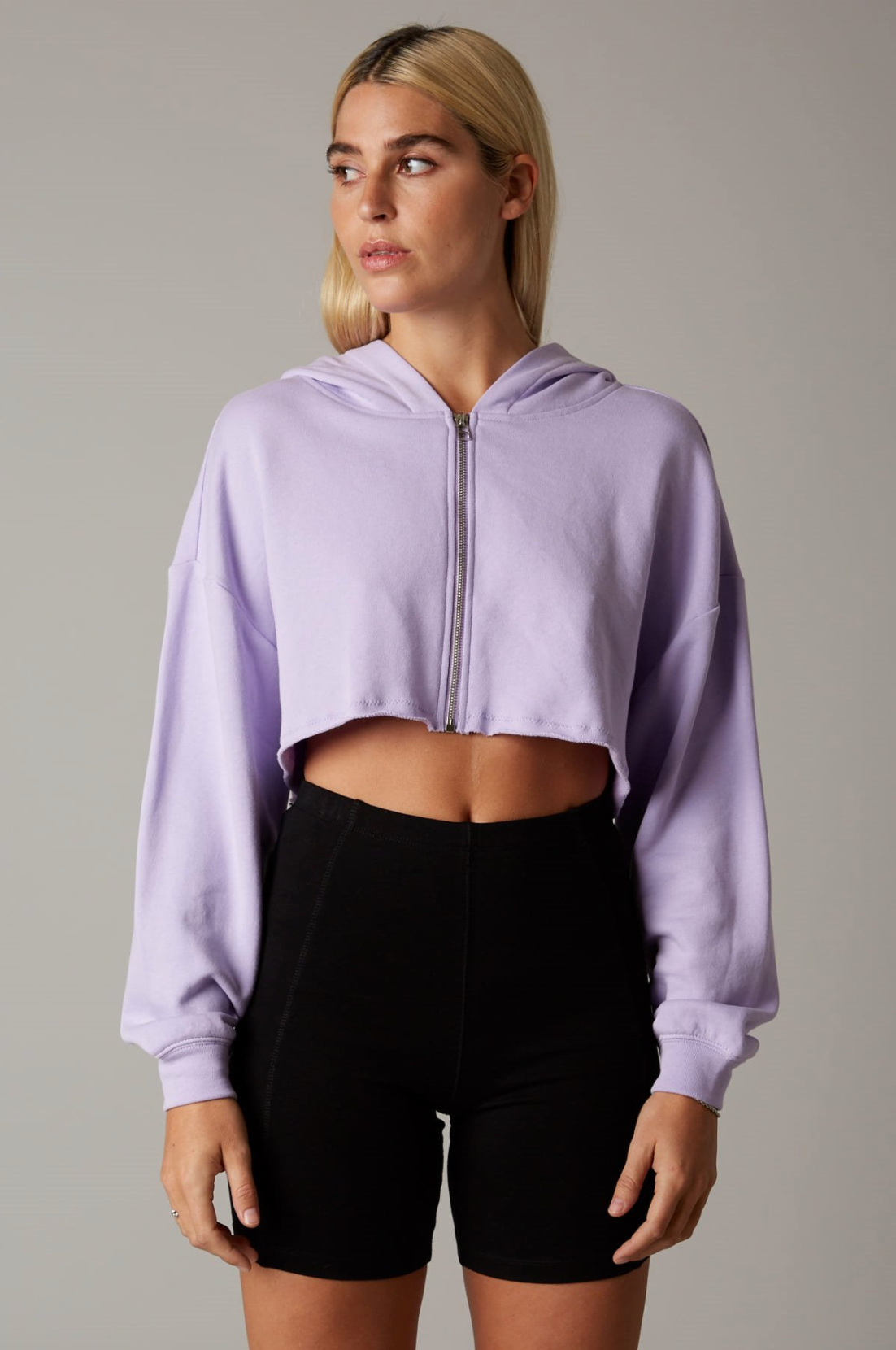 Viola Cropped Zip Up Hoodie
