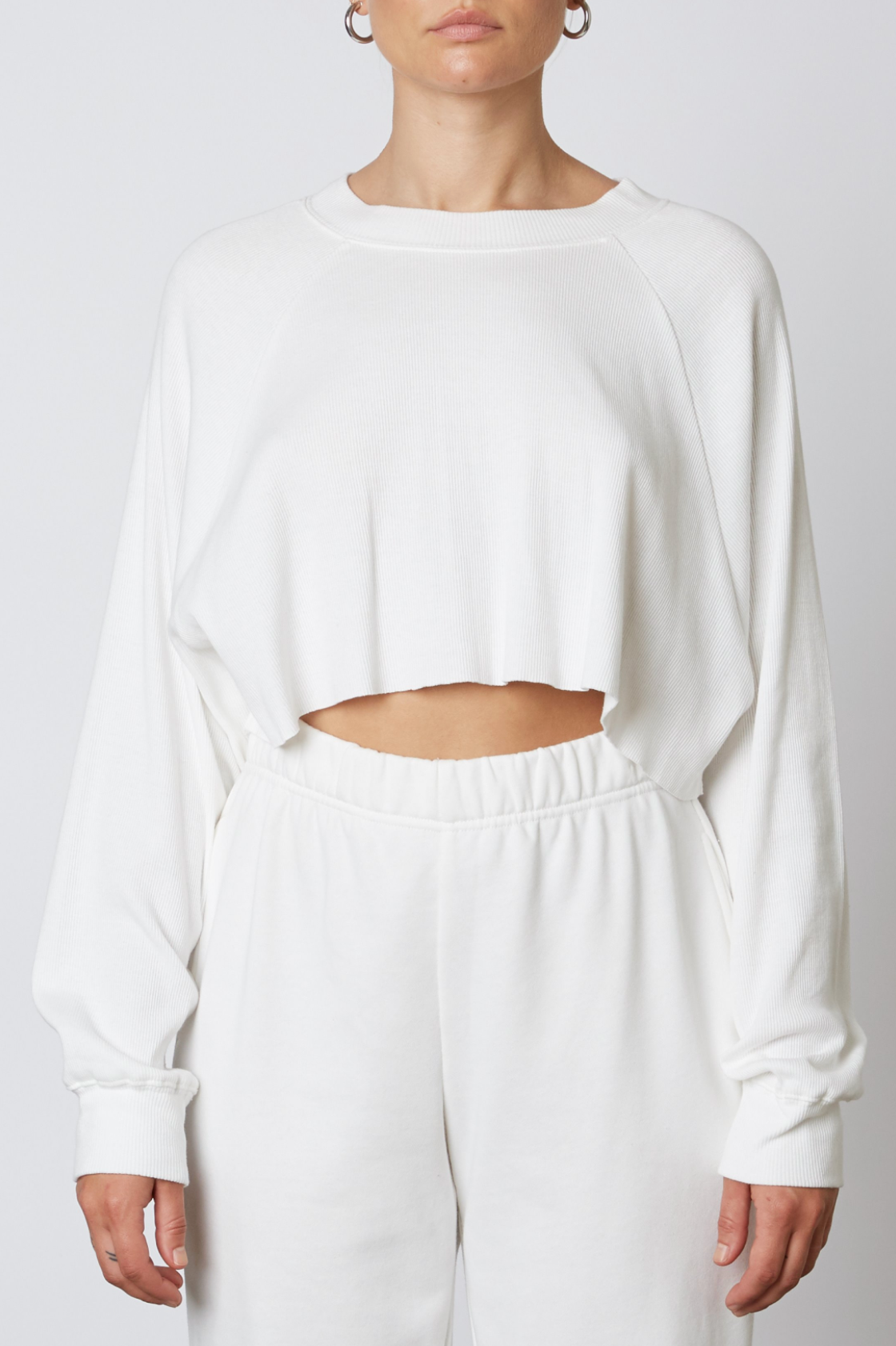 Raglan Ribbed Tee White