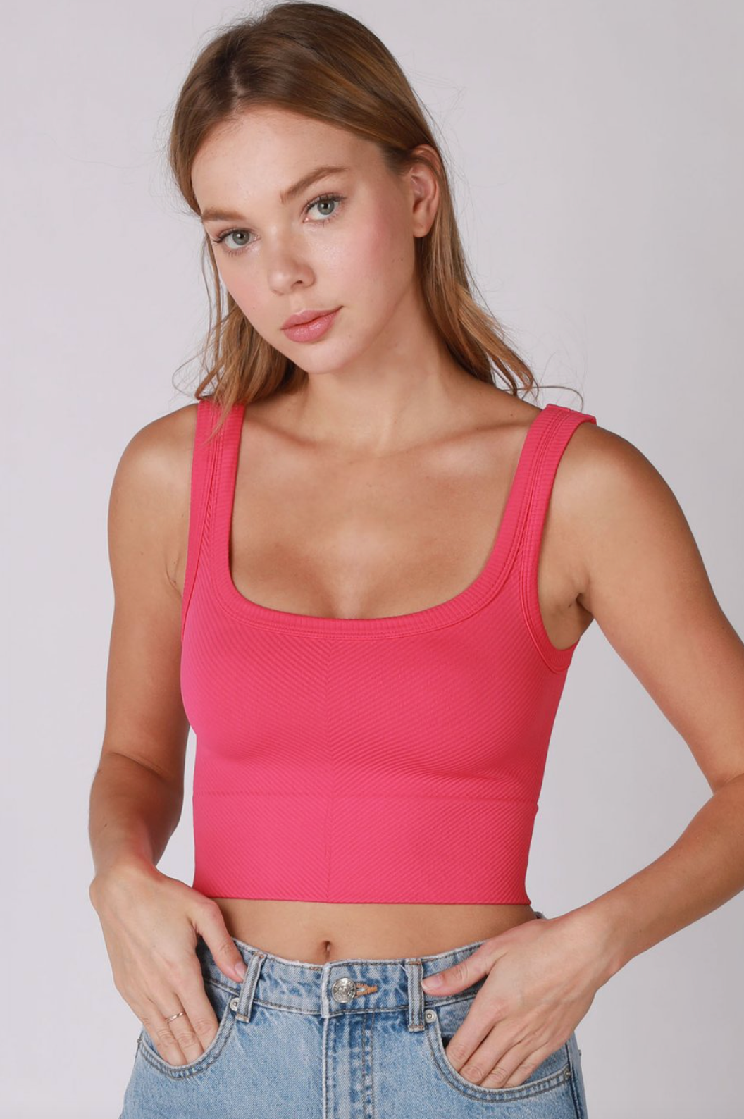 Double Scoop Top Hot Pink