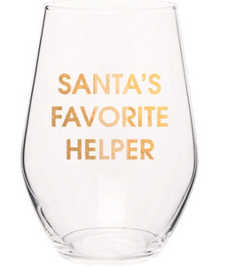 Santa's Favorite Helper Wine Glass