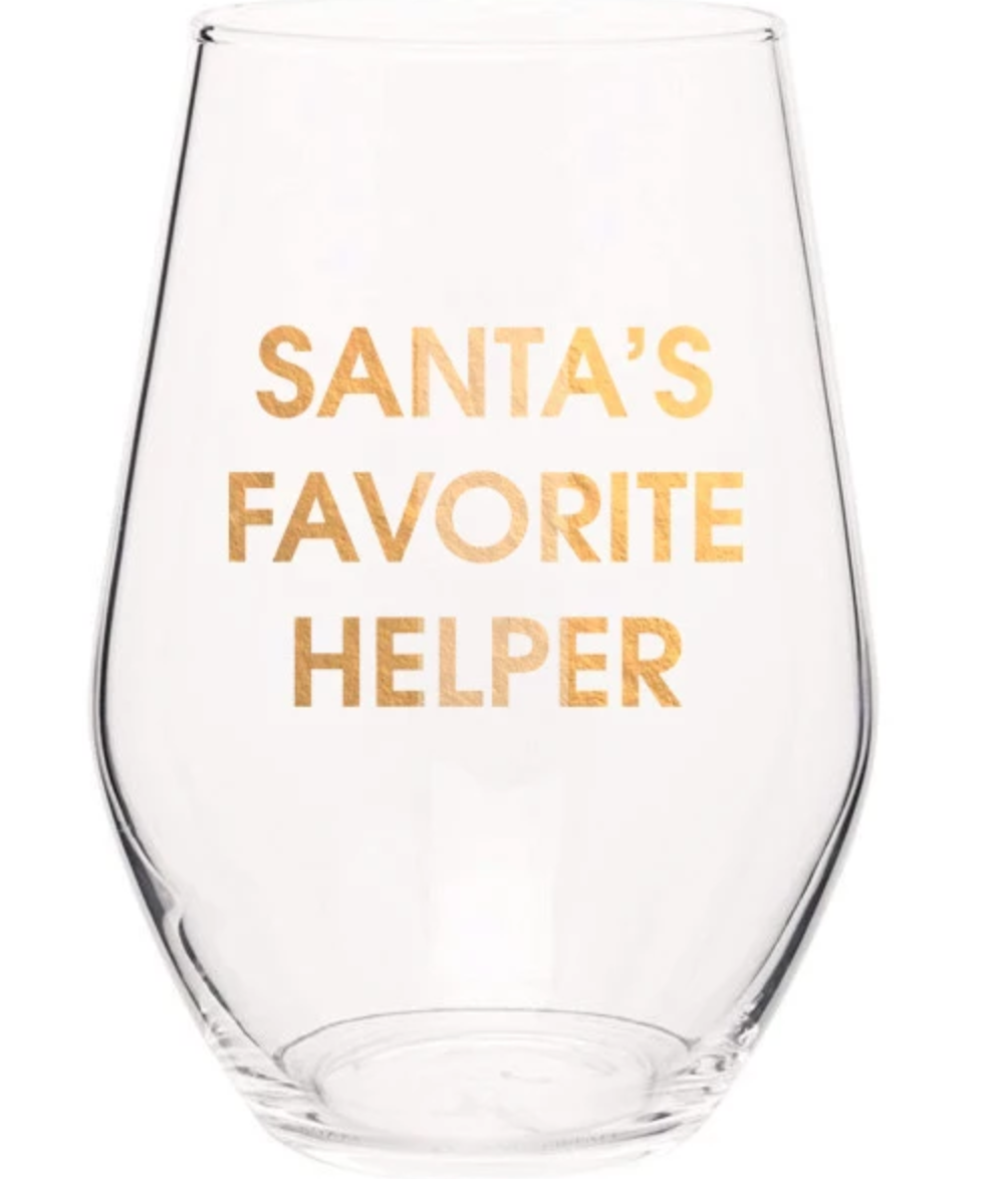 Santa's Favorite Helper Wine Glass