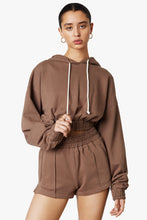 Load image into Gallery viewer, Smocked Cropped Hoodie Brun