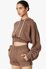 Load image into Gallery viewer, Smocked Cropped Hoodie Brun