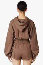 Load image into Gallery viewer, Smocked Cropped Hoodie Brun