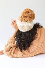Load image into Gallery viewer, Cozy Up Color Block Pom Beanie Camel