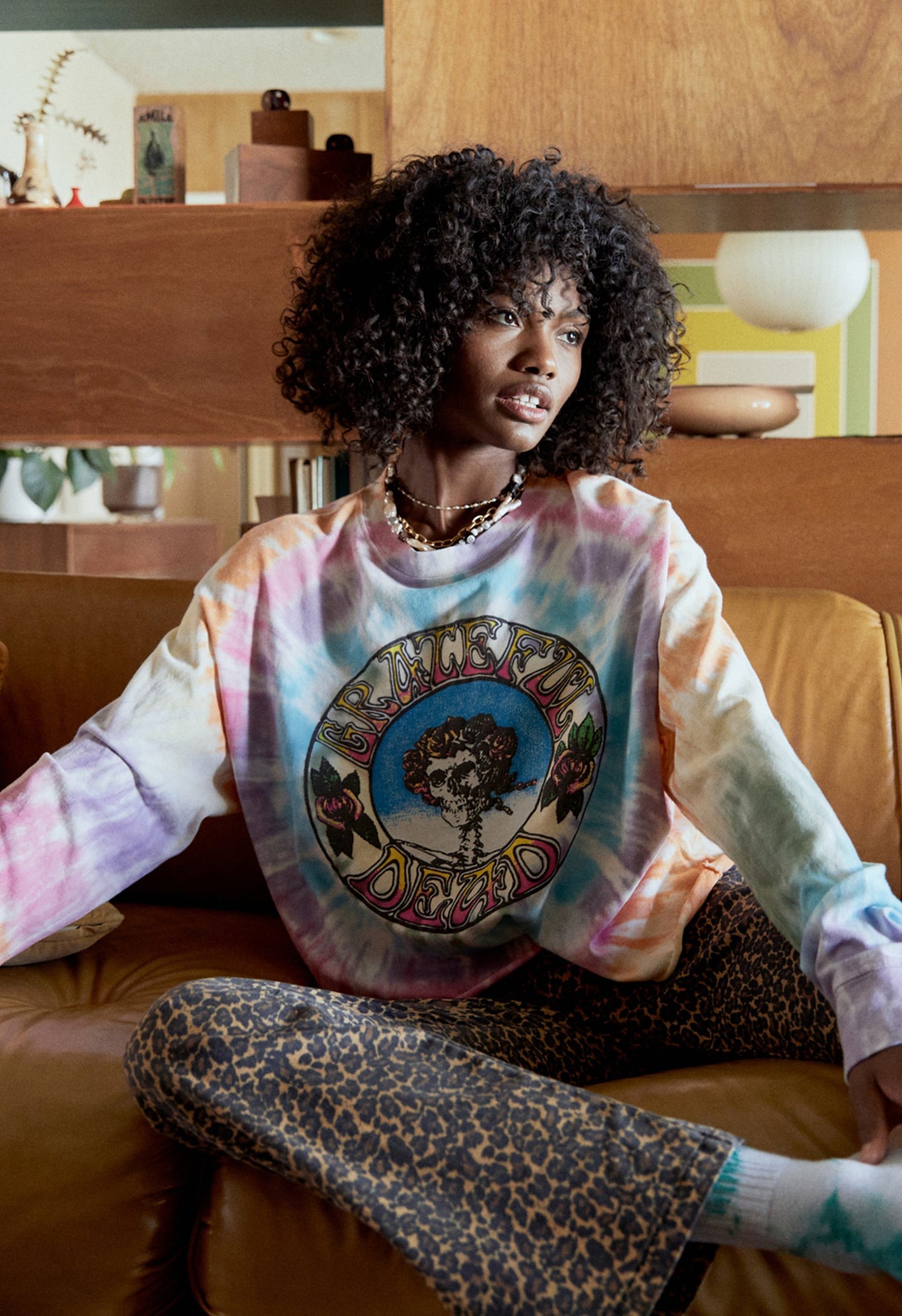 The Grateful Dead Skull And Roses Tie Dye Long Sleeve Crop