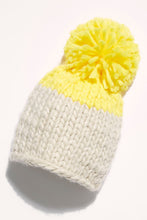 Load image into Gallery viewer, Cozy Up Color Block Pom Beanie Grey/Yellow
