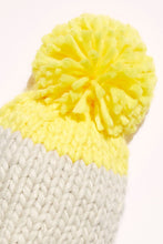 Load image into Gallery viewer, Cozy Up Color Block Pom Beanie Grey/Yellow